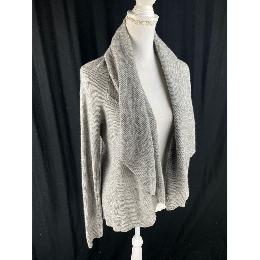 Olivia & Grace M‎ Cashmere Open Front Cardigan Knit Ribbed Draped Gray